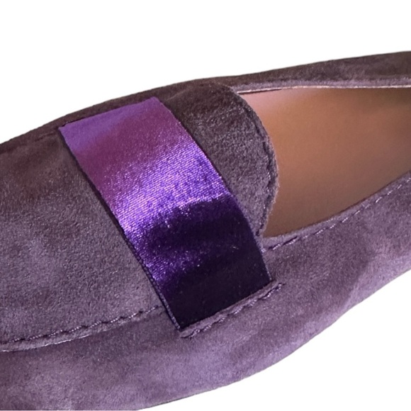Saks Fifth Avenue Soft Plum Purple Suede Loafer Flats Size 9.5 NWT Leather - Picture 2 of 8